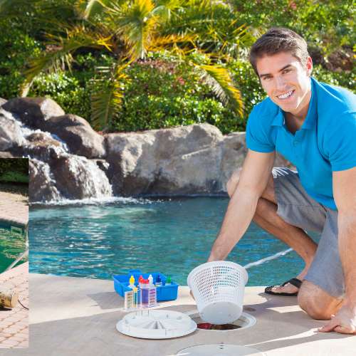 photo of techncian do water testing for swiming pool