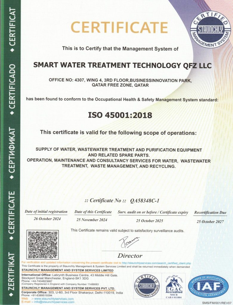 Copy of smart water ISO45001 certificate